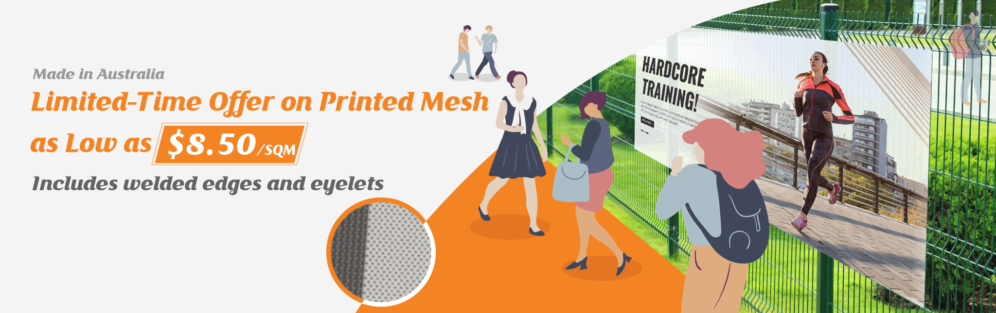 Linited Offer! Printed Mesh as low as $8.50/SQM!